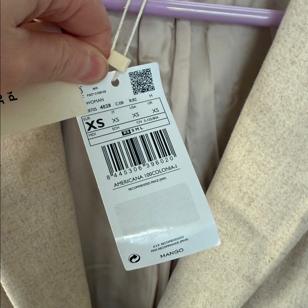 NWT Mango Classic Tan Blazer XS - Picture 3 of 5